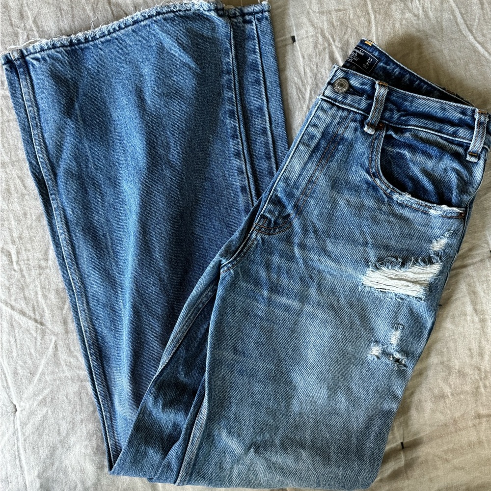 Abercrombie & fitch Annie high rise wide leg jeans distressed